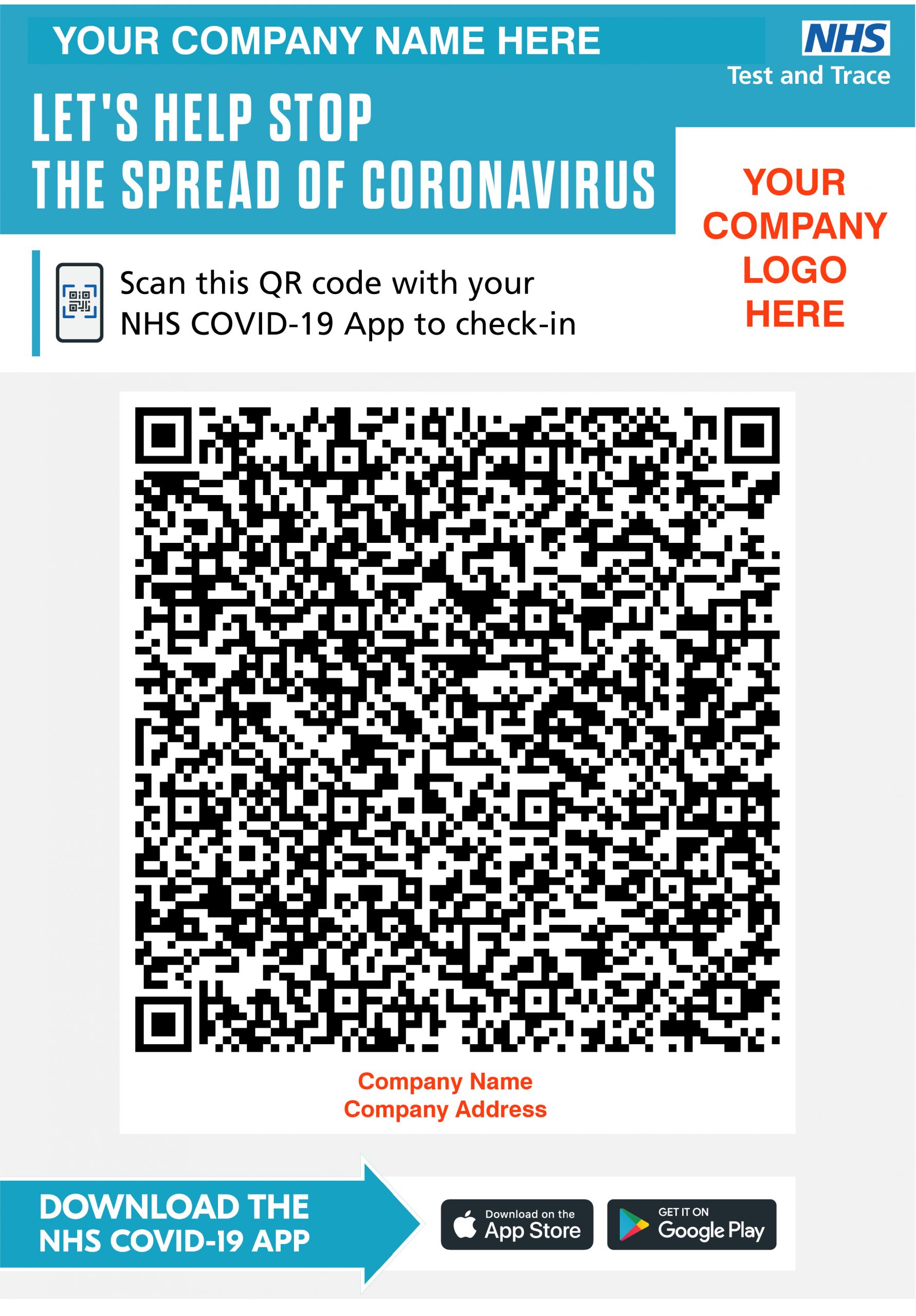 Covid19 Test & Trace Checkin QR Code Sign Mockridge Labels & Nameplates Ltd