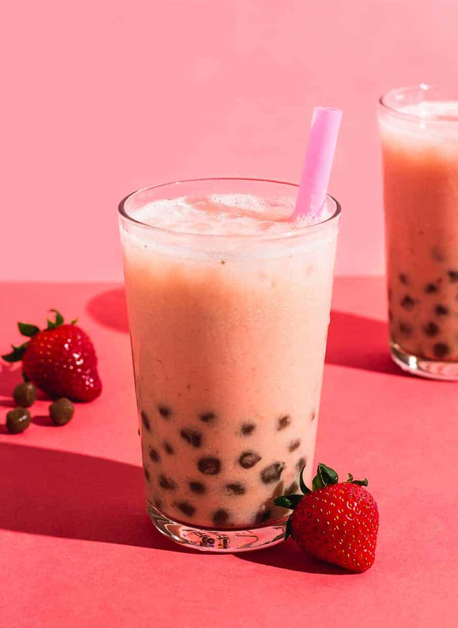 How to Make Mango Boba Strawberry Bubble Tea · Easy Recipe