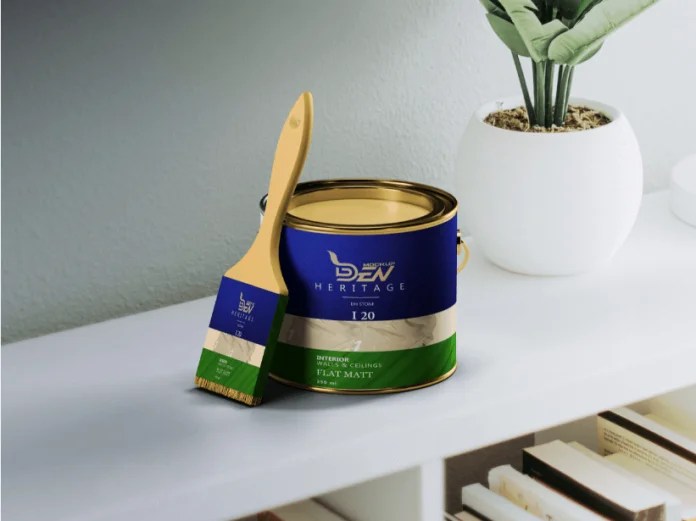 Free Tin Paint Packaging Box Mockup PSD Template