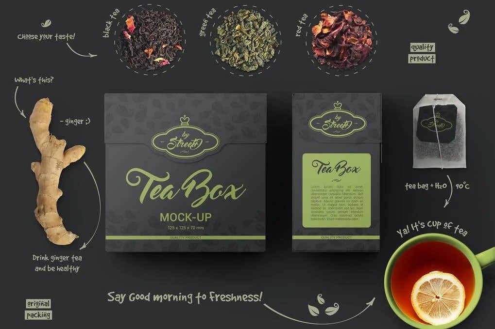 20+ Attractive Tea Packaging Mockup PSD Template Mockup Den