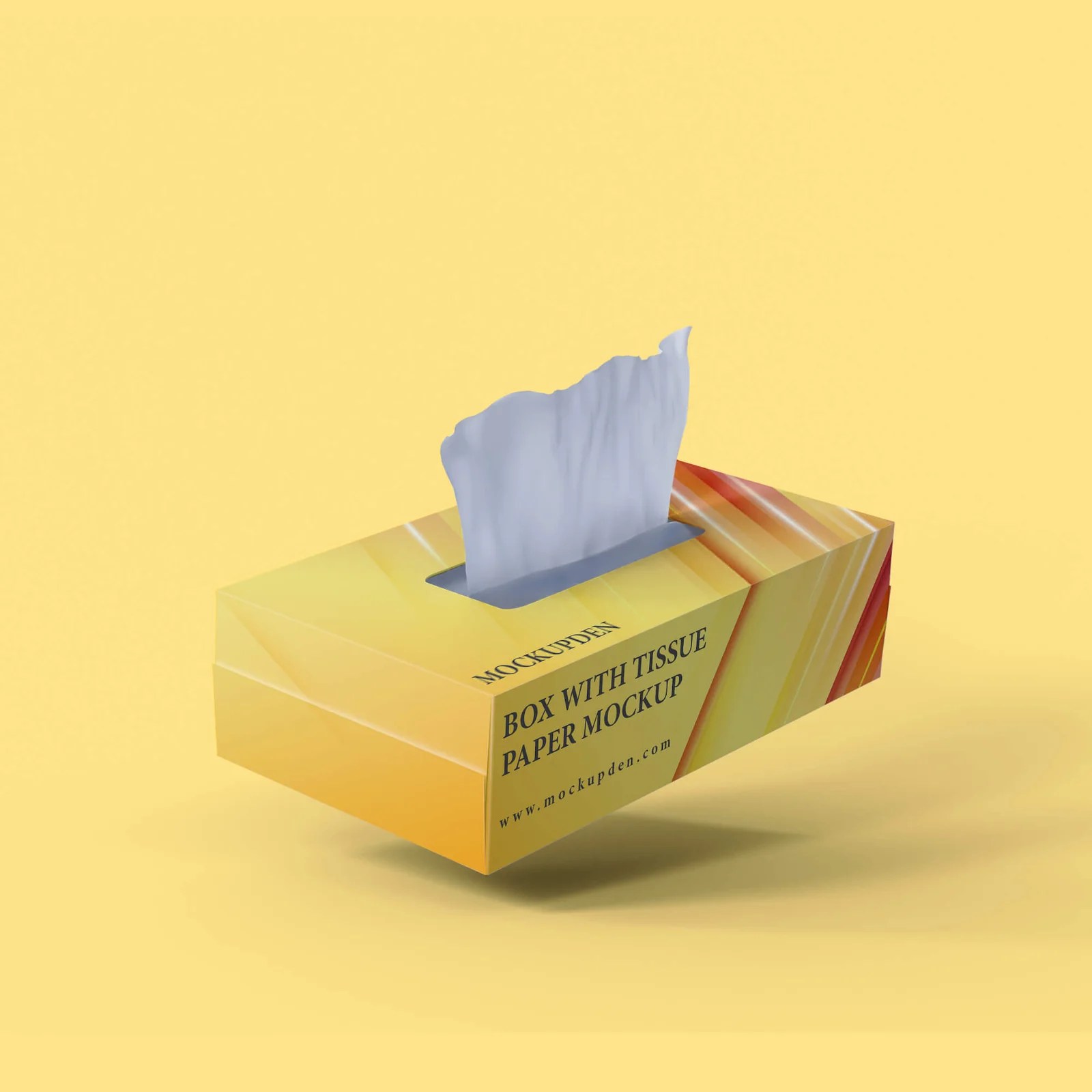 Free Box With Tissue Paper Mockup