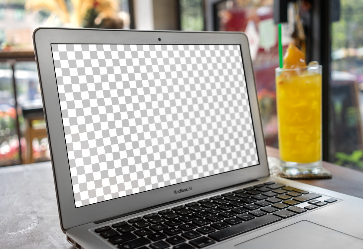 Macbook Air In Hipster Coffee Shop Free PSD Mockup Index