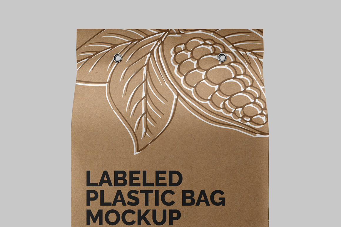 Plastic Bag with Carton Label Mockup Mockupslib