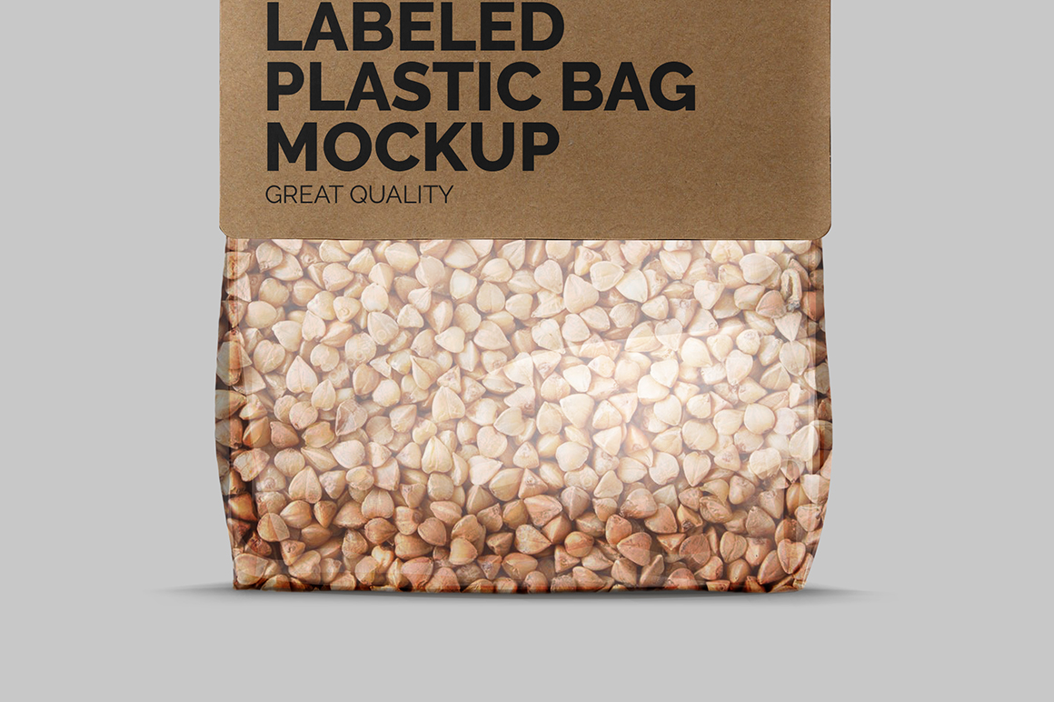 Plastic Bag with Carton Label Mockup Mockupslib