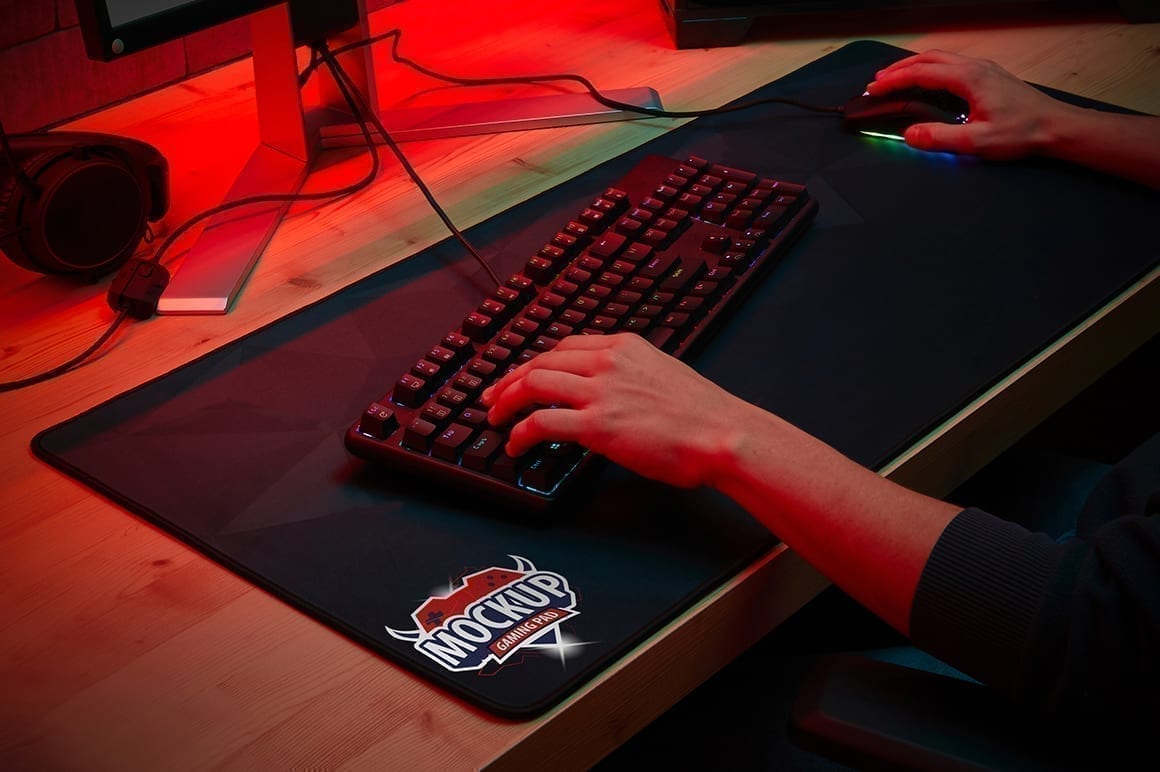 Gaming Mouse Pad Logo Mockup Mockupslib