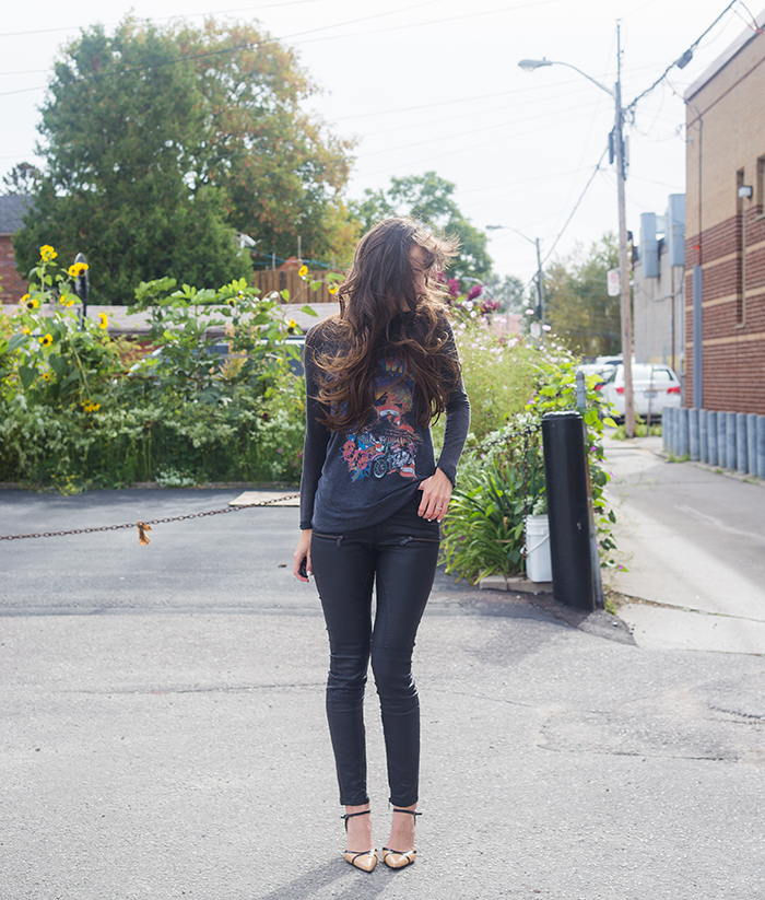 Heels and Leather Pants Moda Mama