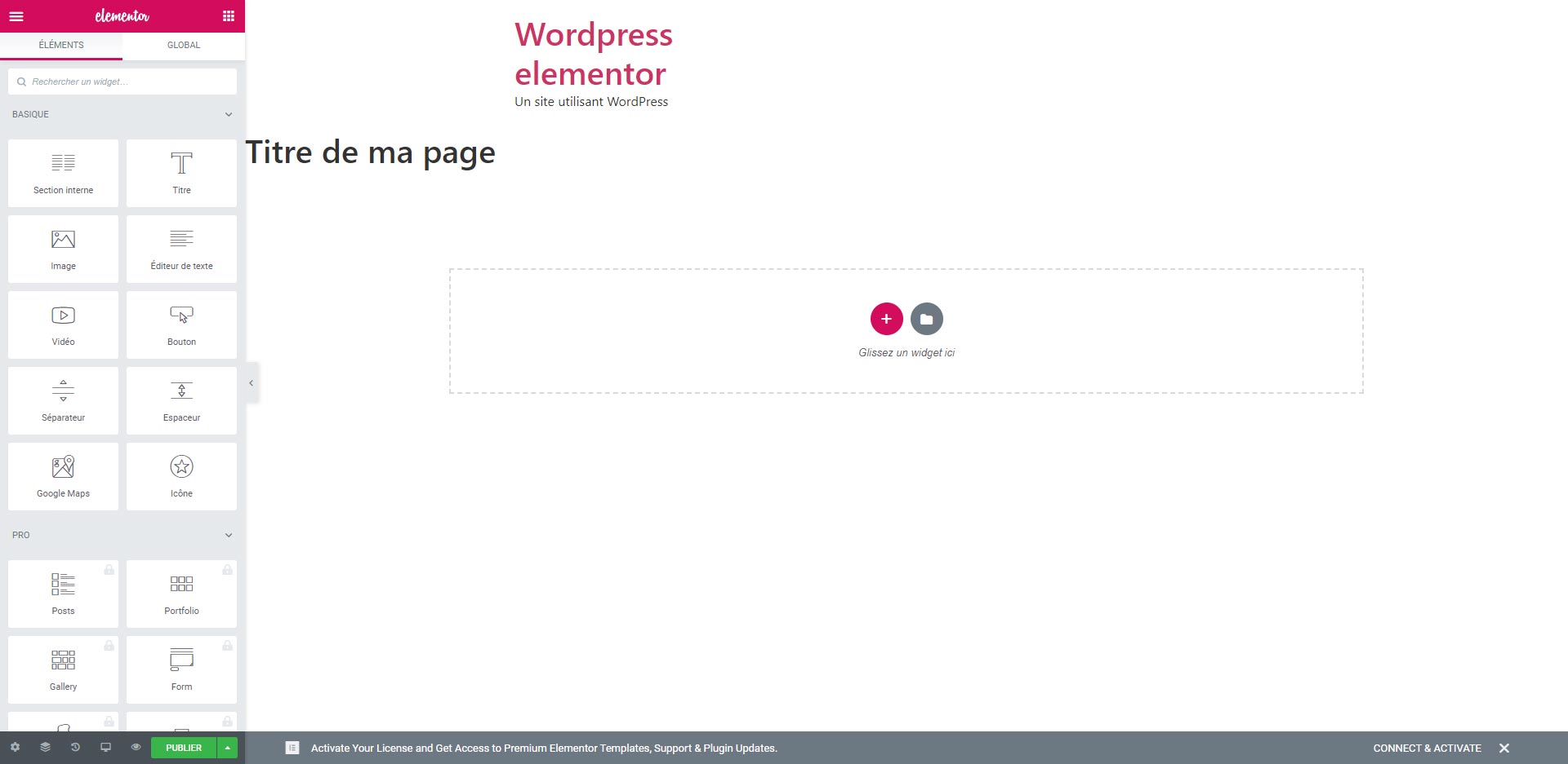 Elementor comment ajouter une page ou un article