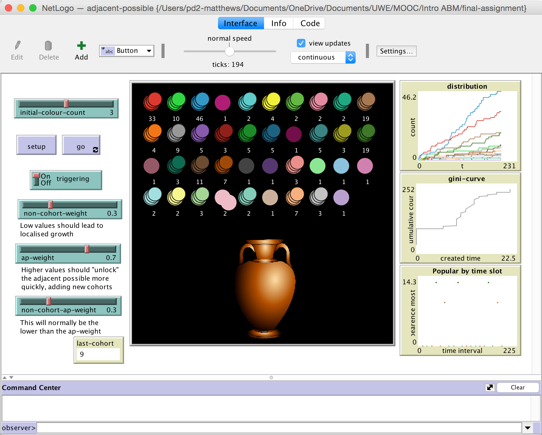 Generalised Urn Model with Triggering, by Paul Matthews (model ID 5113