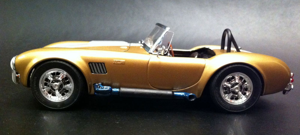 This is a car model AC Cobra assembled from Modelist kit for adults