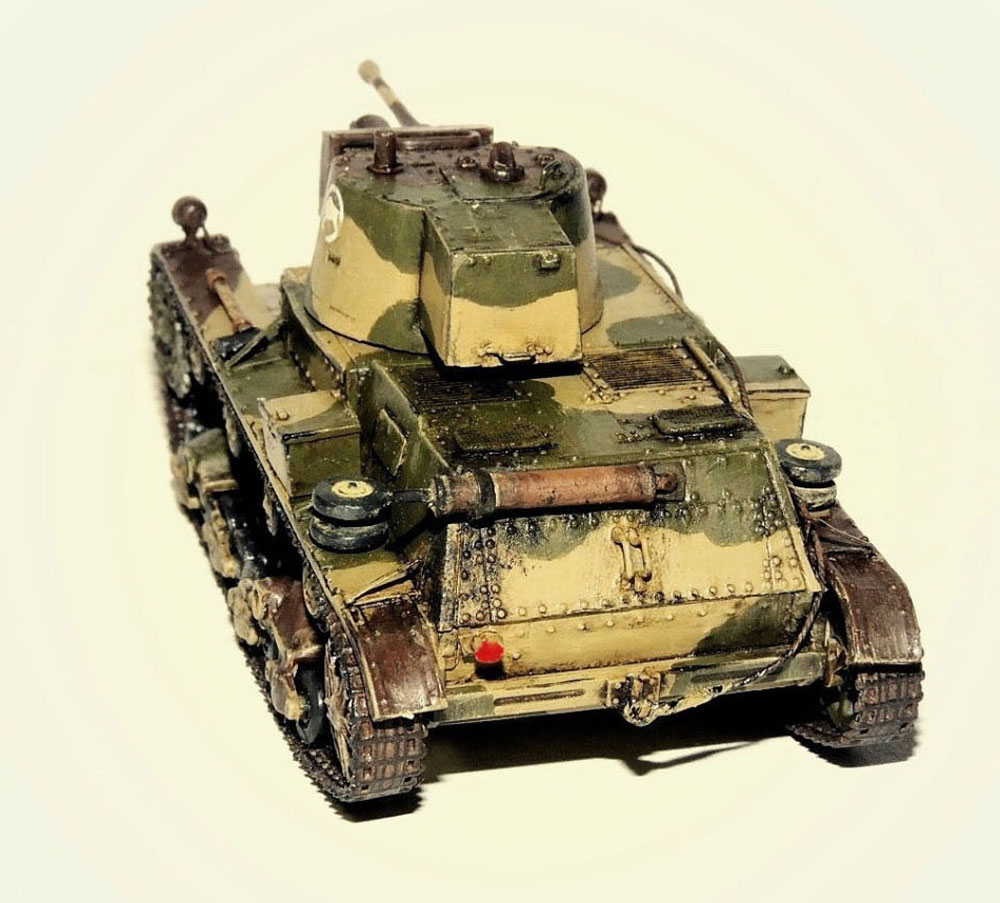 Model of a British tank 7TP LIGHT TANK assembled from Mirage Hobby kit