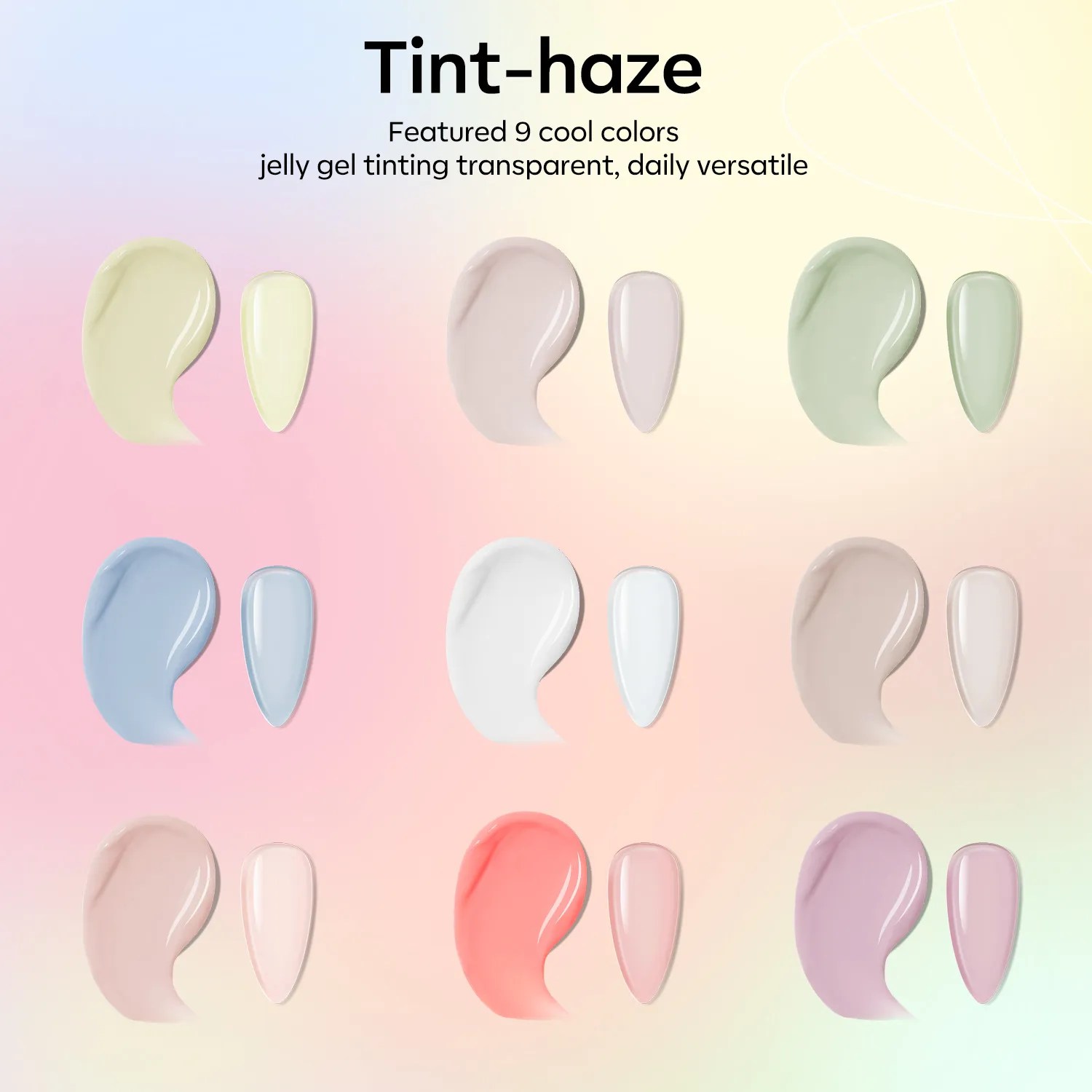 9 Shades Solid Cream Gel Polish Color Cube Collection