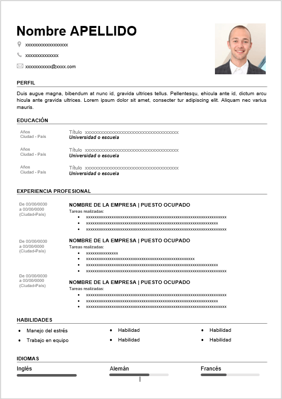 Modelo de Curriculum Vitae Básico para Descargar Gratis