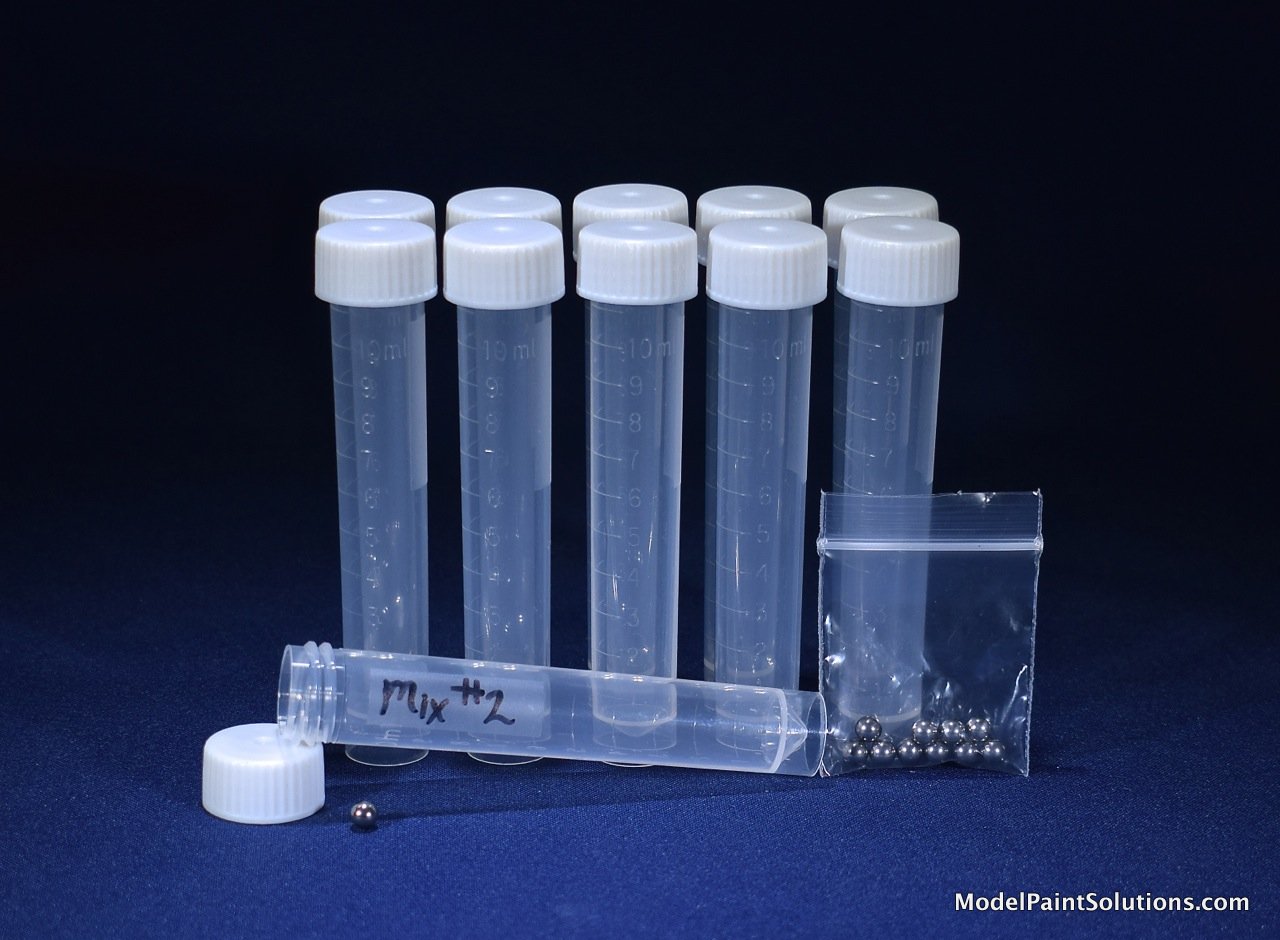 10ml Paint Vials w/ Stainless Mixing Balls (x10) Model Paint Solutions