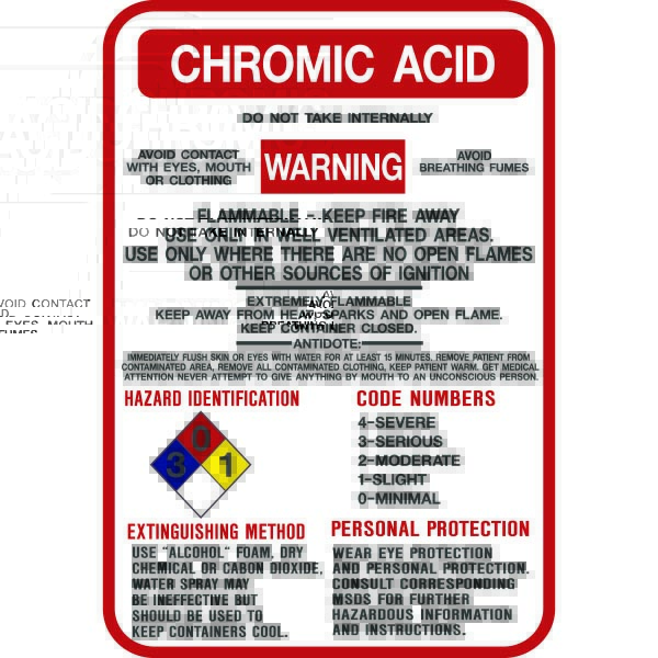 Chromic Acid Hazardous Warning Sign 10X14 Model Sign
