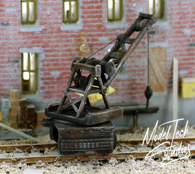 HO Scale Railroad Crane, Small loading crane car, Finished Model