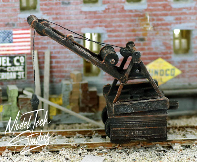 HO Scale Railroad Crane, Small loading crane car, Finished Model