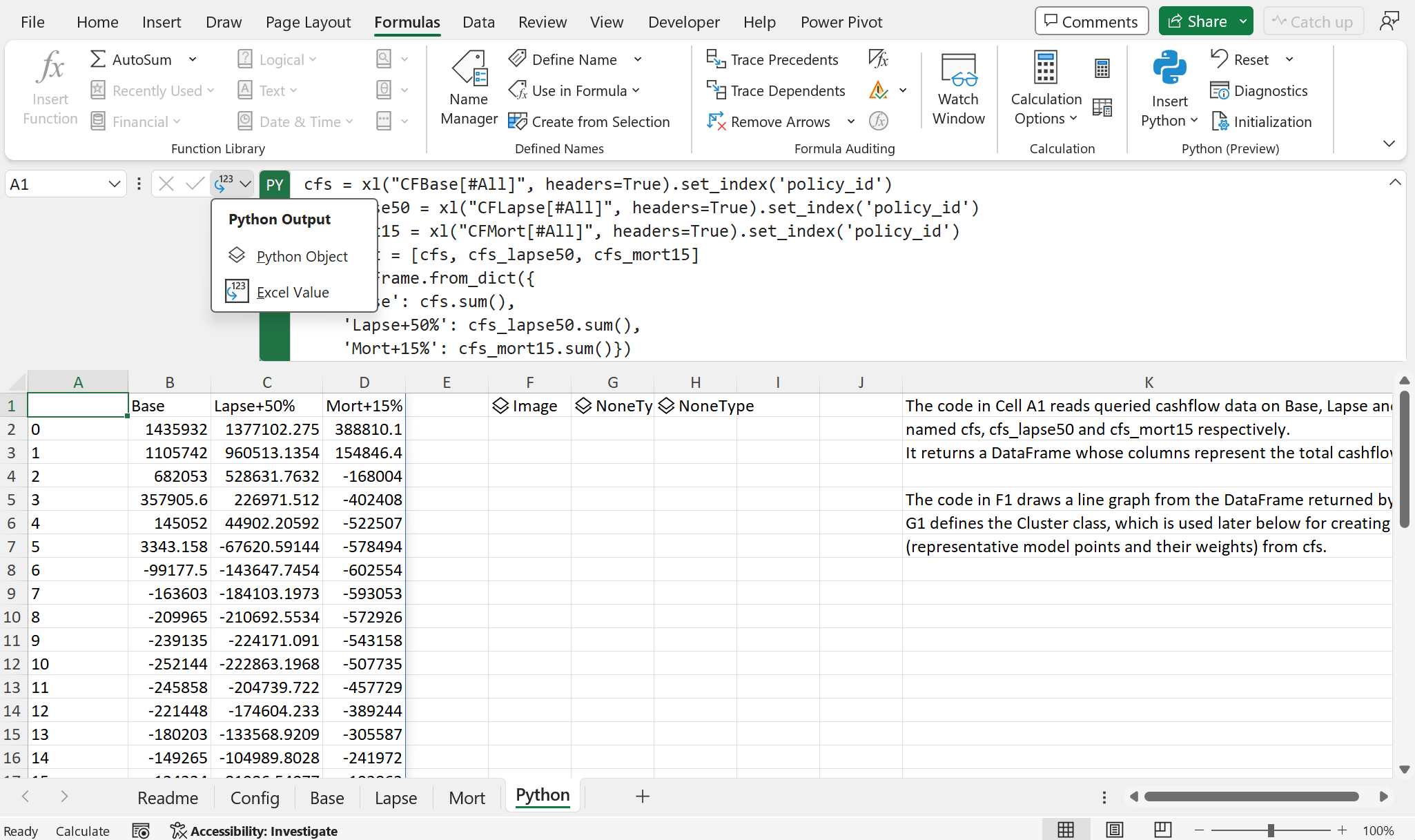 A First Look at Python in Excel modelx