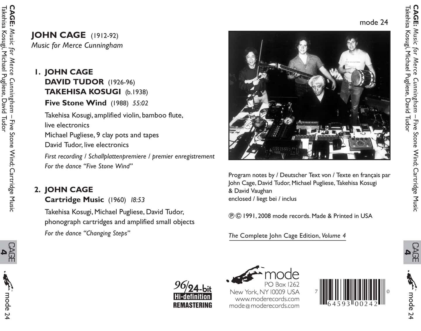 Cage Edition 4Music for Merce Cunningham Mode Records