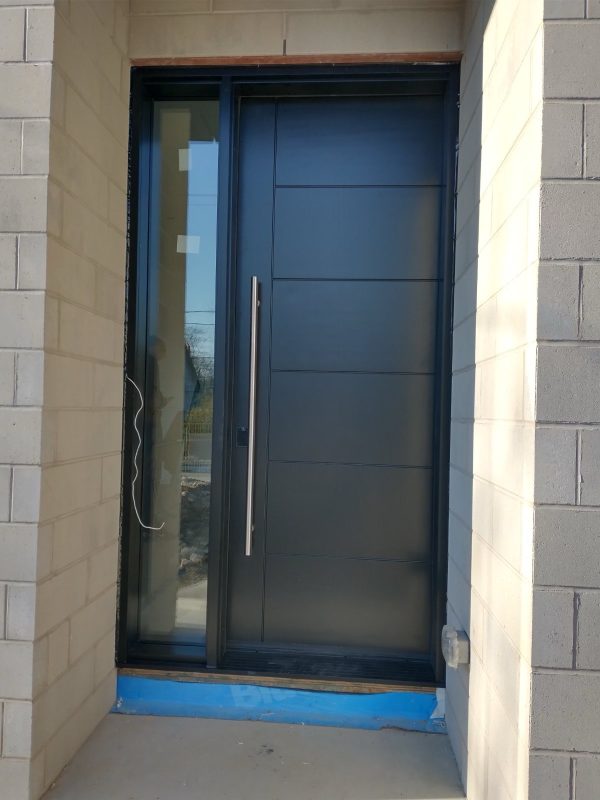 Single Front Entry Door With Stainless Steel Pull Bar Multipoint