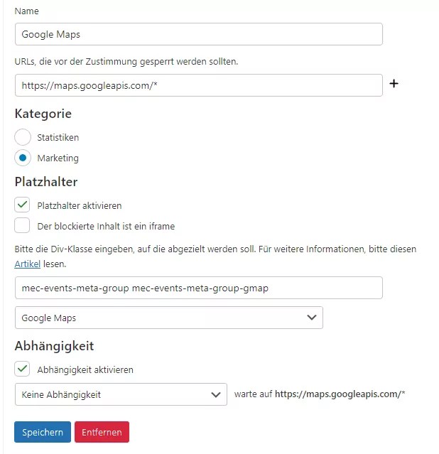 MapModul DSGVOkonform Einbinden Modern Events Calendar