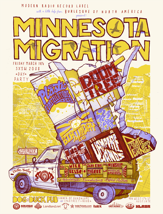 Flyer Friday Minnesota Migration SXSW 2008 Modern Radio Record Label