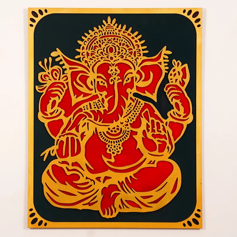 Ganesh (Red & Gold) Modern 3d wall Arts