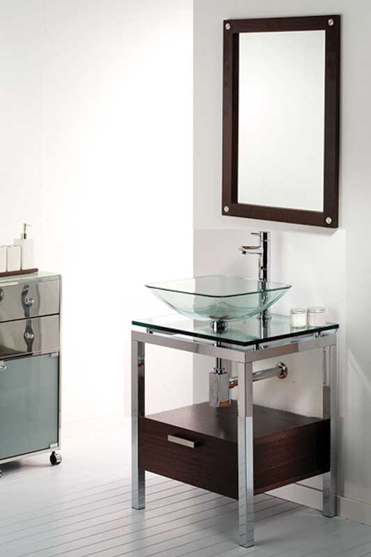 bathrooom glass washbasin vanity with square glass sink XD115