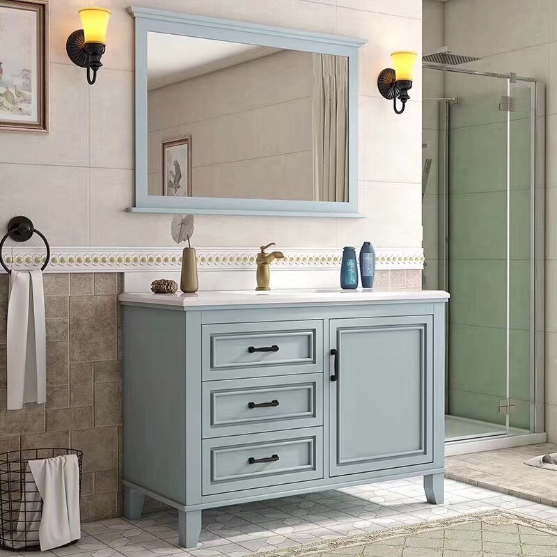 120cm grey bathroom vanity with one door and three drawers
