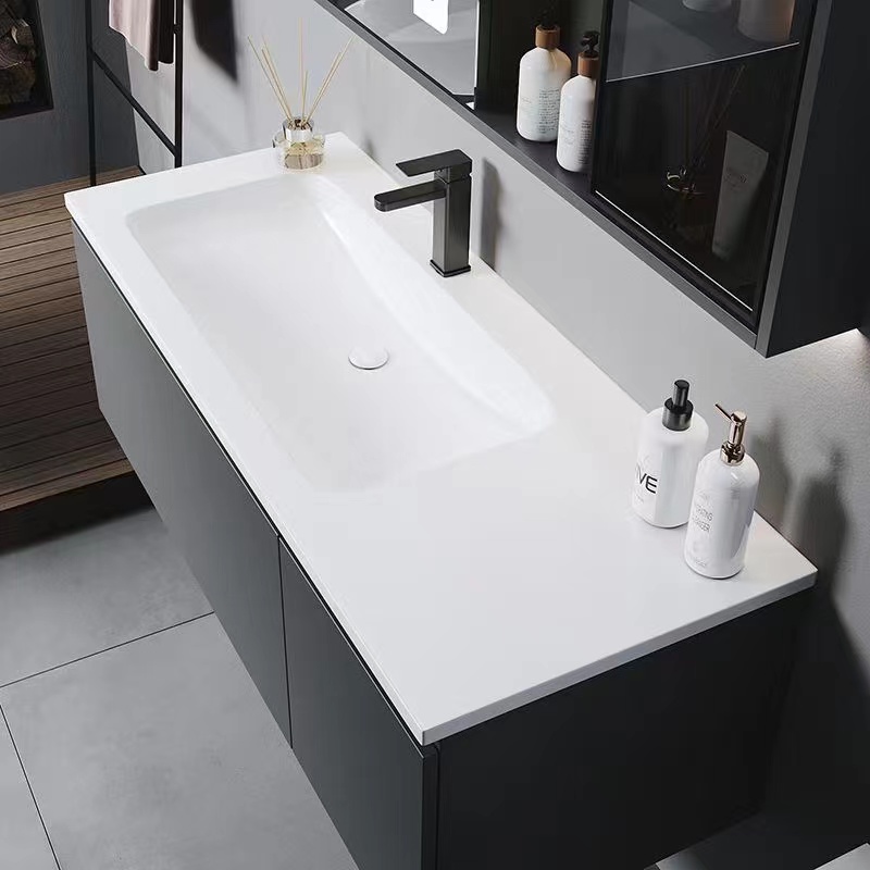 grey basin bathroom vanity set with molding basin