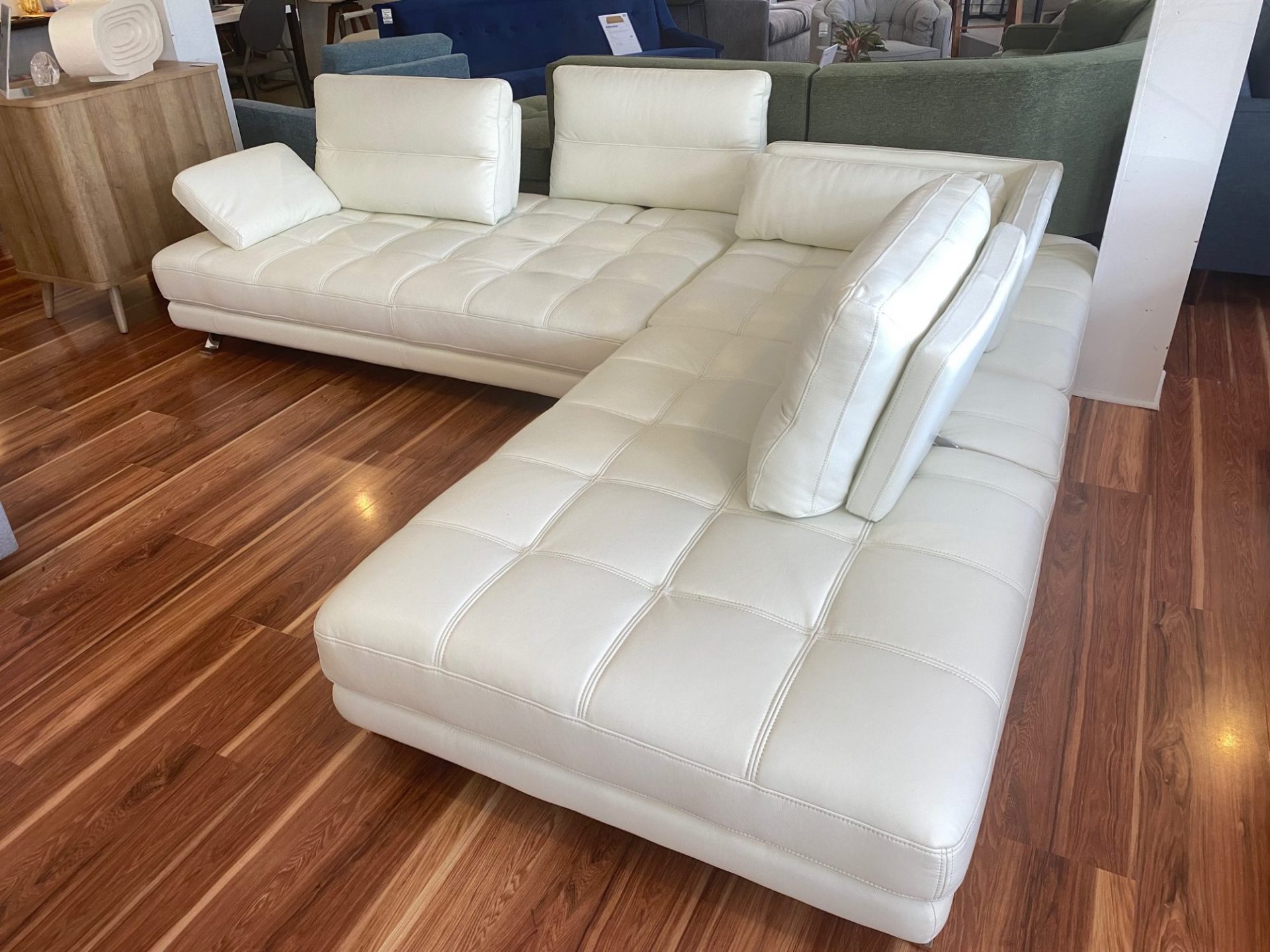 Cheap White Leather Sectional Sofa Baci Living Room