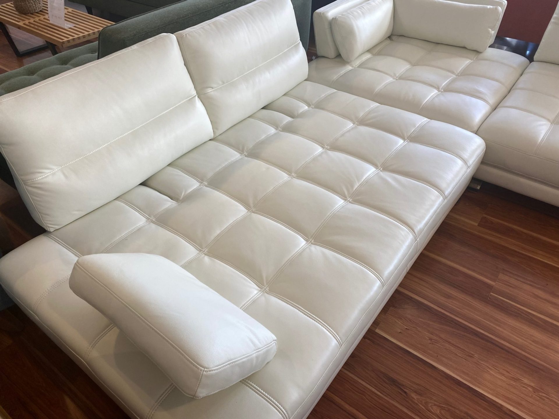 Modern Monaco Off White Leather Sectional Sofa Baci Living Room