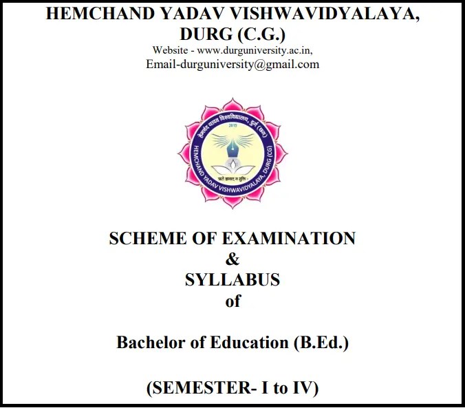 Durg University B.Ed. Syllabus All Semester
