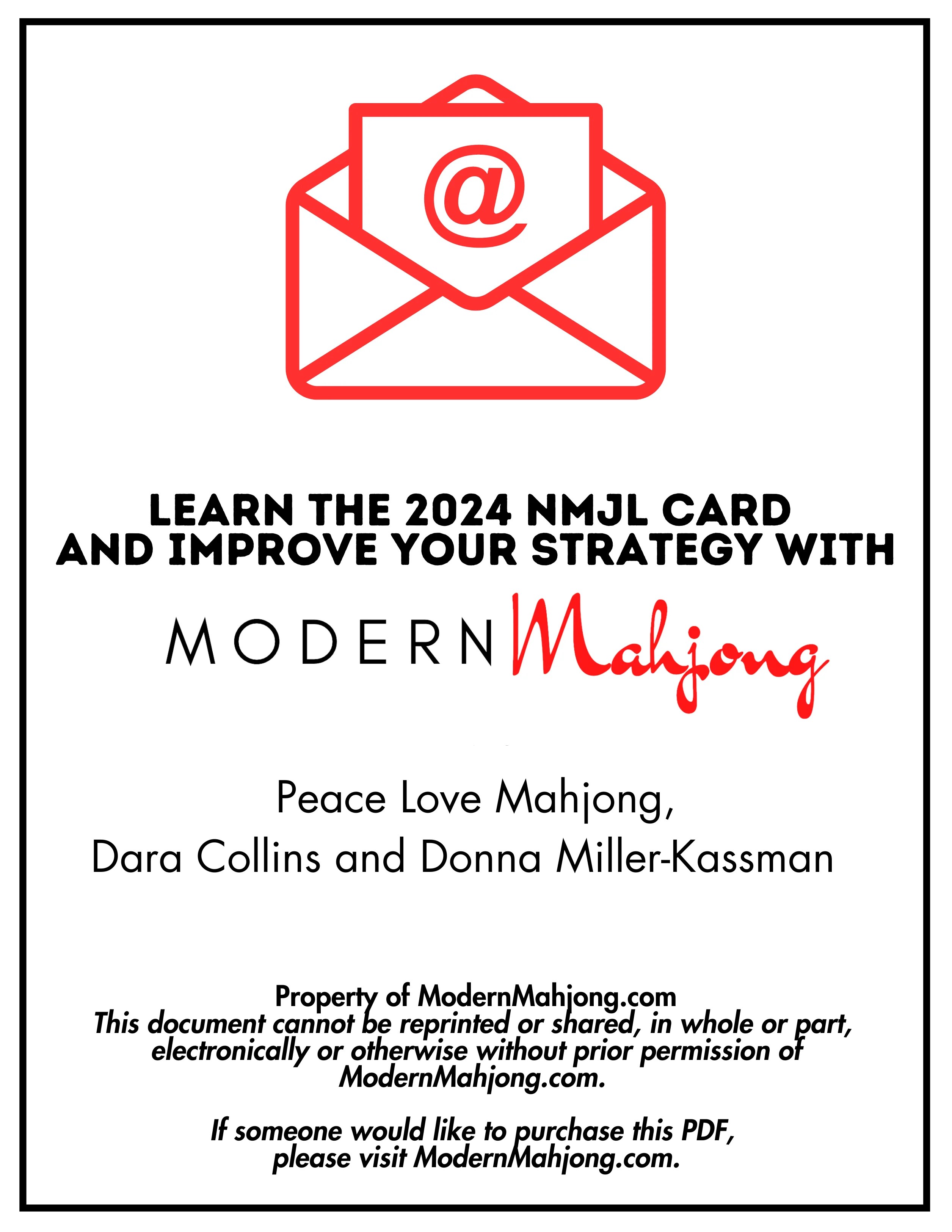 Printable PDF Learn the 2024 National Mah Jongg League Card NON REFU Modern Mahjong