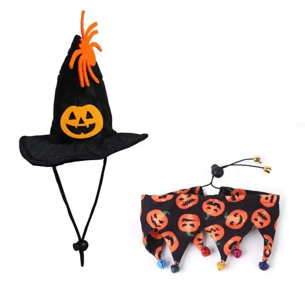 Halloween Skull Pattern Cat Cape Hat Decorations Fancy Dress Pet Items