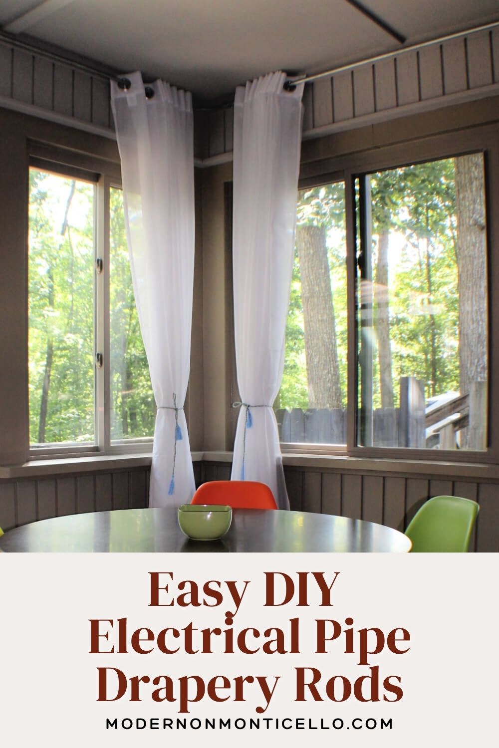 DIY Electrical Pipe Drapery Rods Modern on Monticello