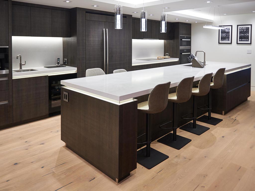 Dark Kitchen along One Wall in Minimalist Contemporary Style in Toronto