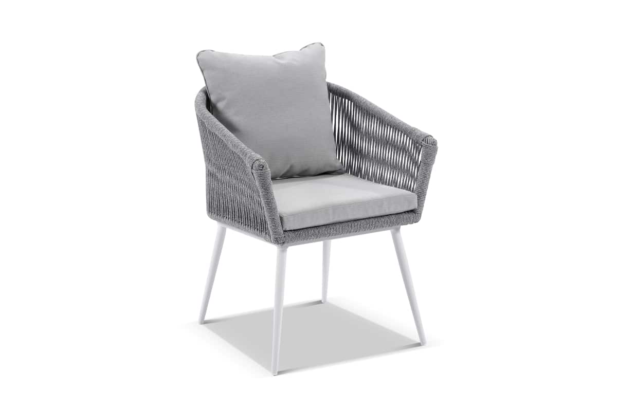 Bay Rope Outdoor Dining Chair with Olefin Cushion White Modern Style