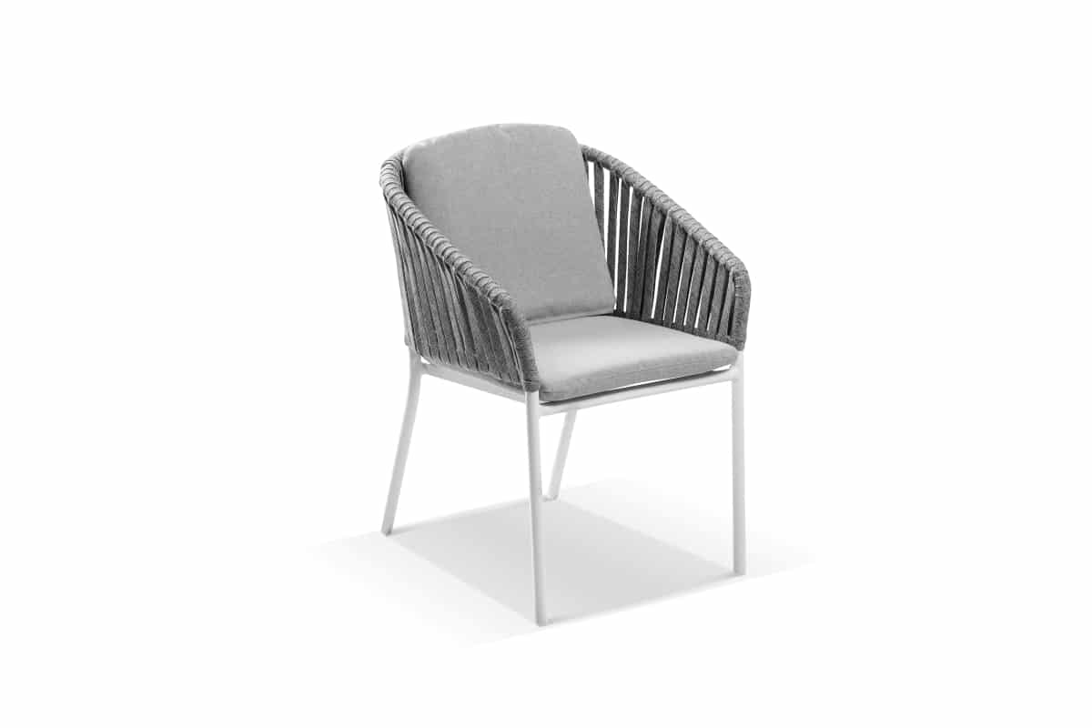 Palm Rope Outdoor Dining Chair with Olefin Cushion White Modern Style
