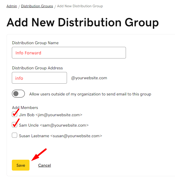 Creating a Distribution Group (formerly known as an Email Forward) on