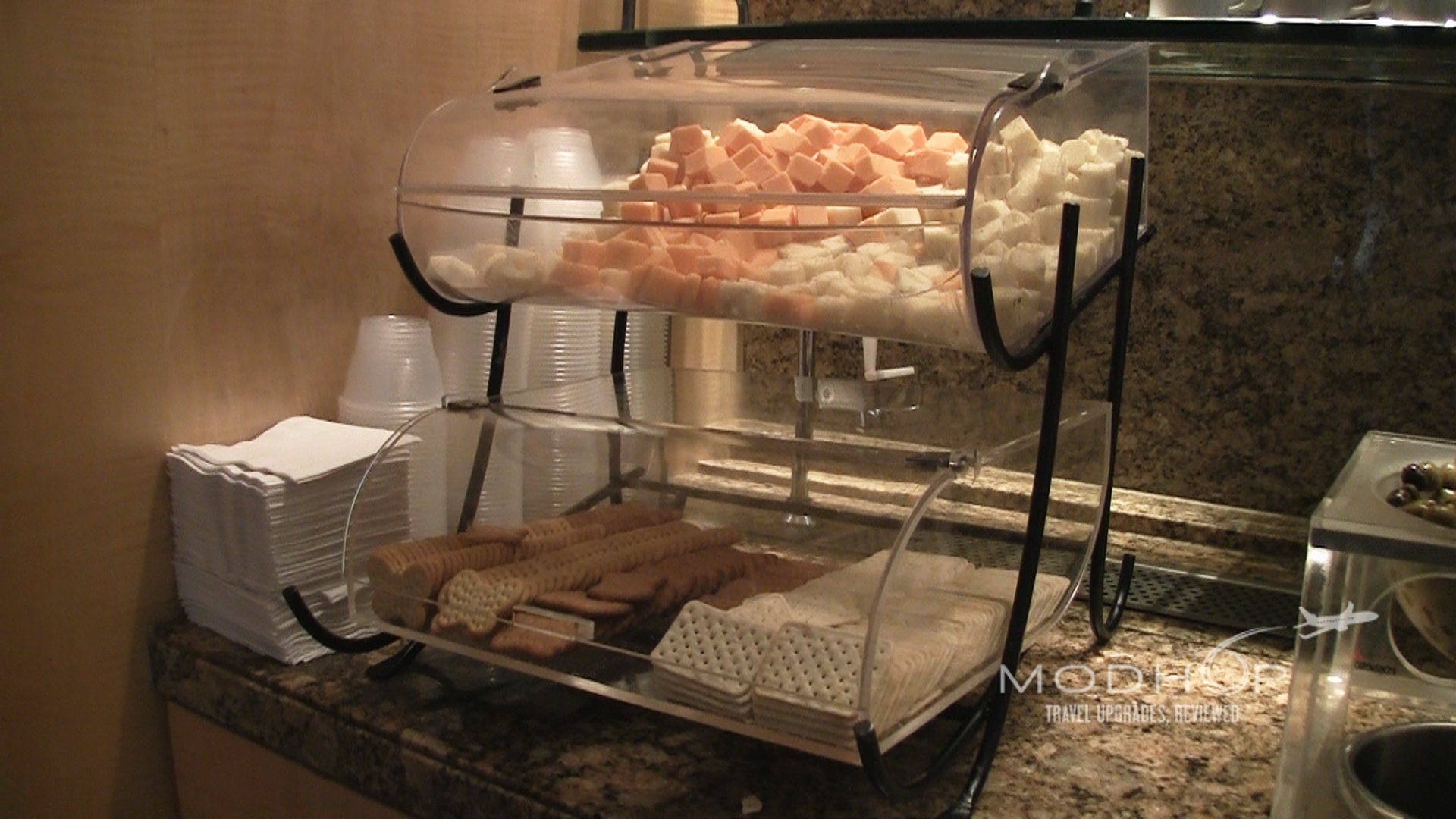 Food options inside the American Airlines Admirals Club DFW at Terminal