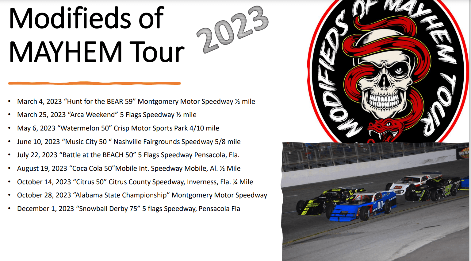 2023 Mayhem Schedule MOM Tour