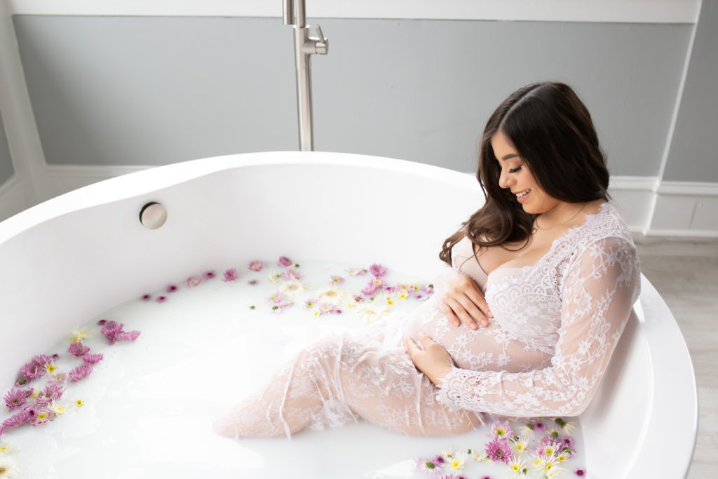 Milk bath sessions at Origins Birth Dallas for maternity, newborn and