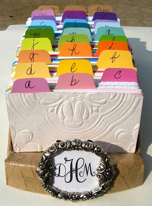 Rainbow paint chip Rolodex Mod Podge Rocks