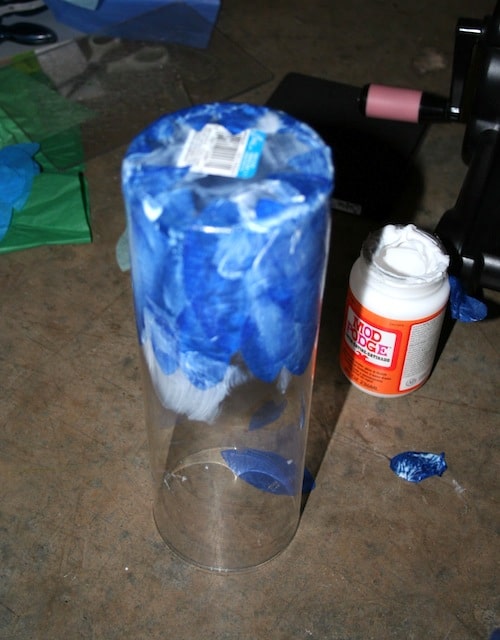 How to decorate a vase with tissue paper Mod Podge Rocks