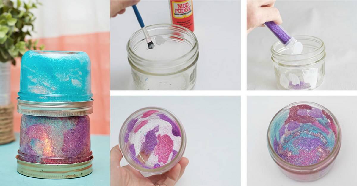 DIY mason jar night light craft Mod Podge Rocks