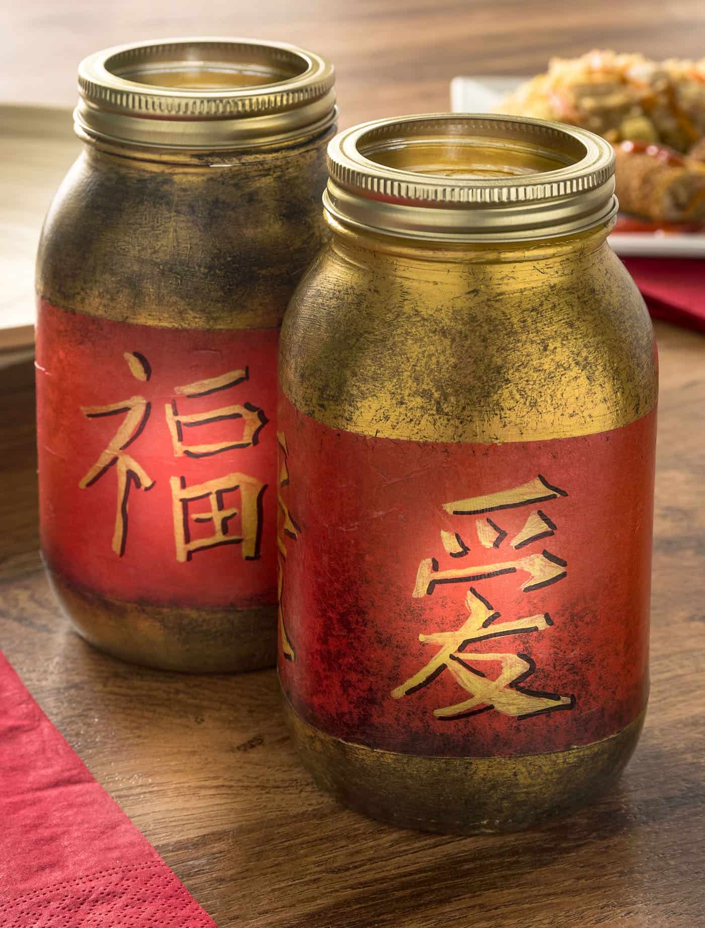 Chinese New Year Lanterns Made with Mason Jars Mod Podge Rocks