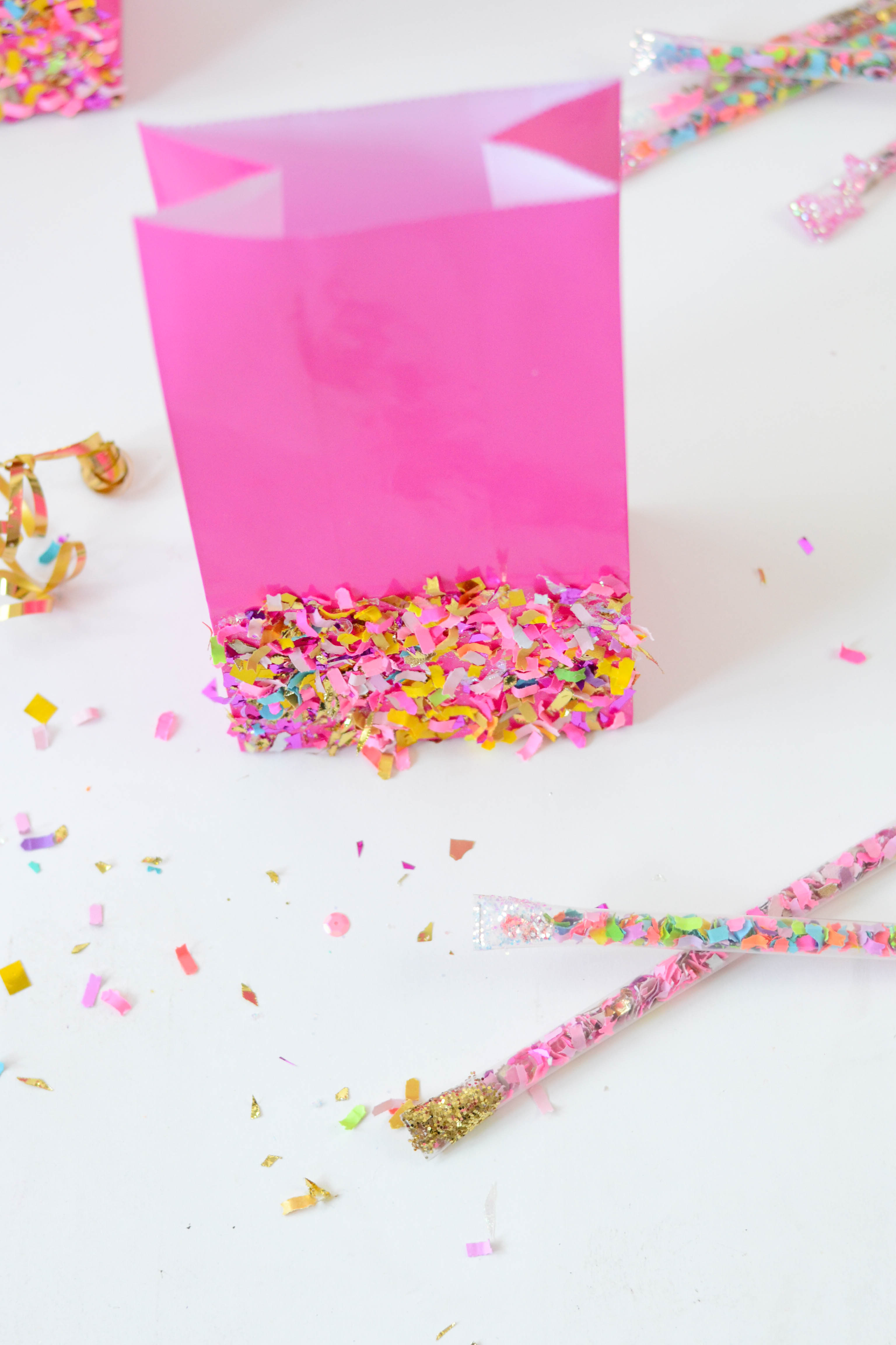 Confetti dipped DIY goodie bags Mod Podge Rocks