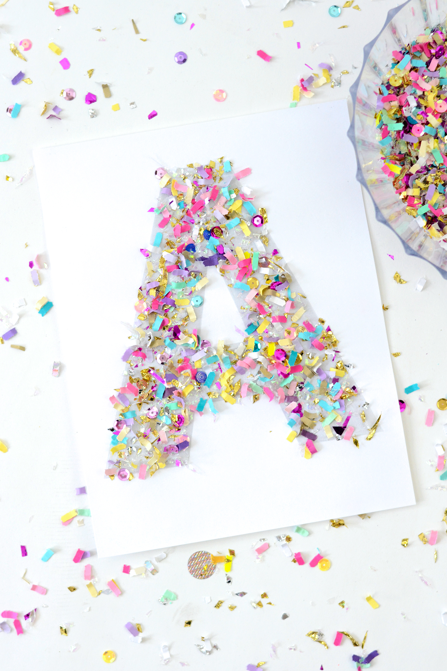 Confetti Letters for Party or Decor Mod Podge Rocks