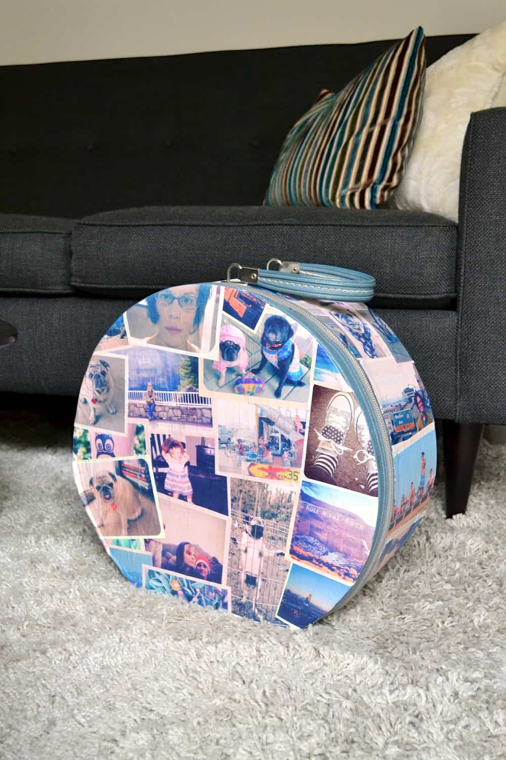 Vintage photo DIY suitcase Mod Podge Rocks