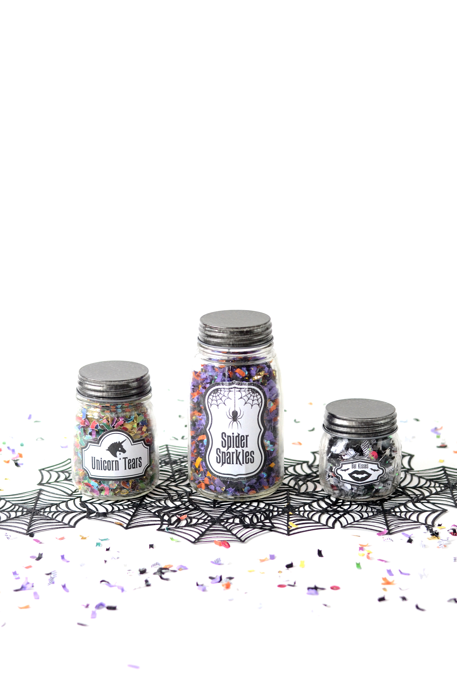 Glow in the Dark Halloween Jars with Confetti! Mod Podge Rocks